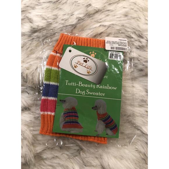 New Tutti-Beauty Colorful Multicolor Striped Cable Knit Dog Sweater - Picture 2 of 7